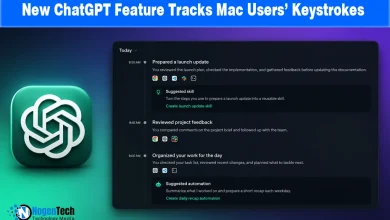ChatGPT Mac app displaying activity timeline and Computer History feature with NogenTech branding.