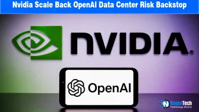 Nvidia logo with a smartphone showing the OpenAI logo and NogenTech branding.