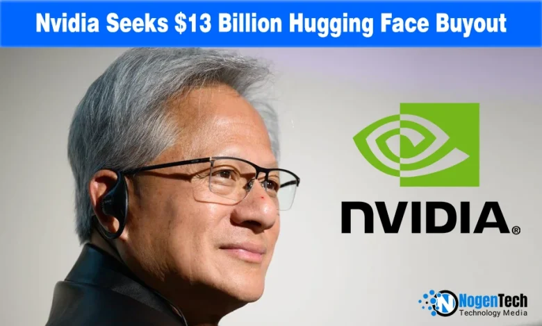 Nvidia CEO Jensen Huang alongside the Nvidia logo with NogenTech branding.