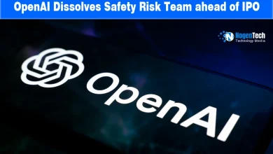 OpenAI logo glowing on a smartphone screen with NogenTech branding.
