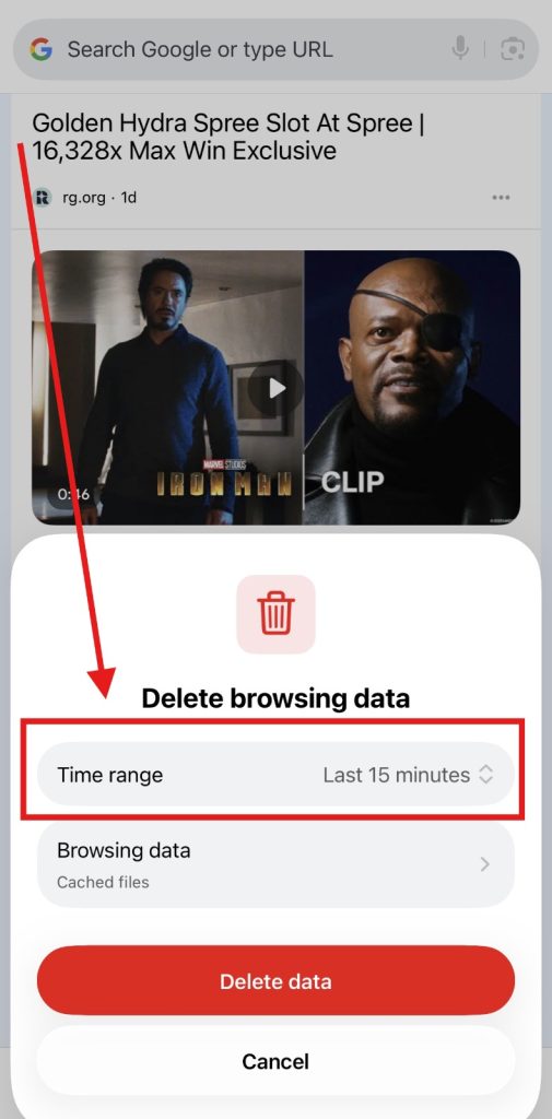 Screenshot of Chrome History time selection by NogenTech