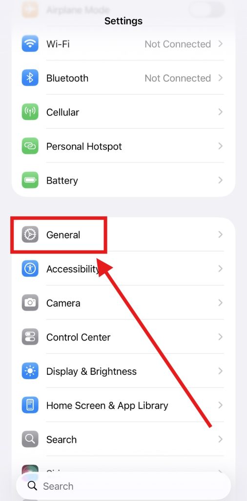 Screenshot of General option in iPhone Settings by NogenTech