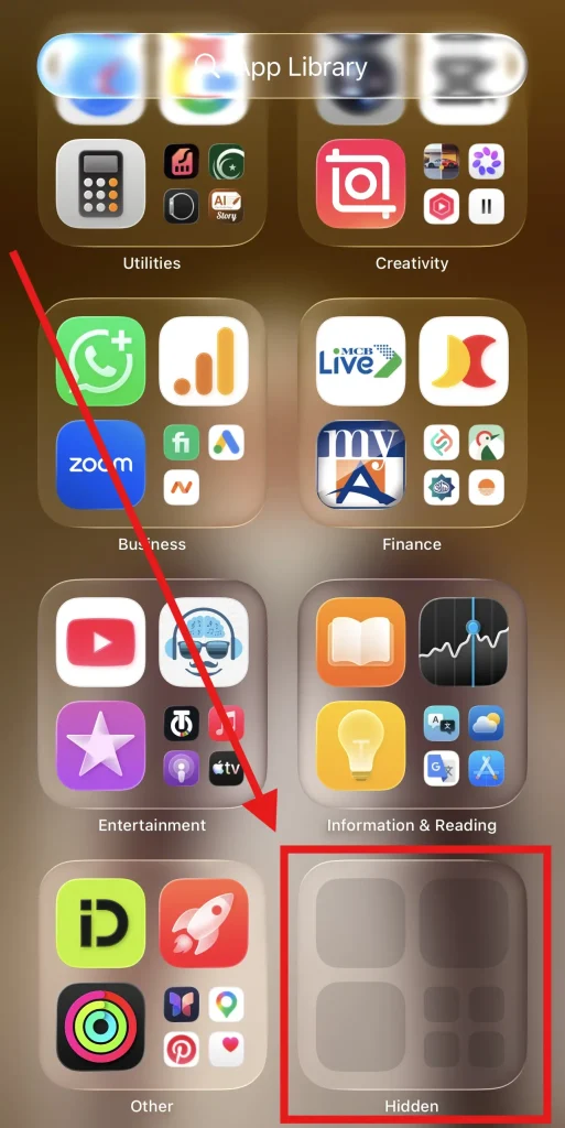 Step 2 of unhiding app on iPhone