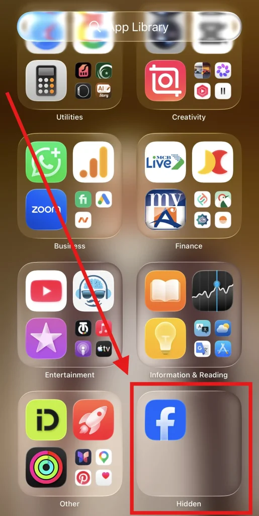 Step 3 of unhiding app on iPhone