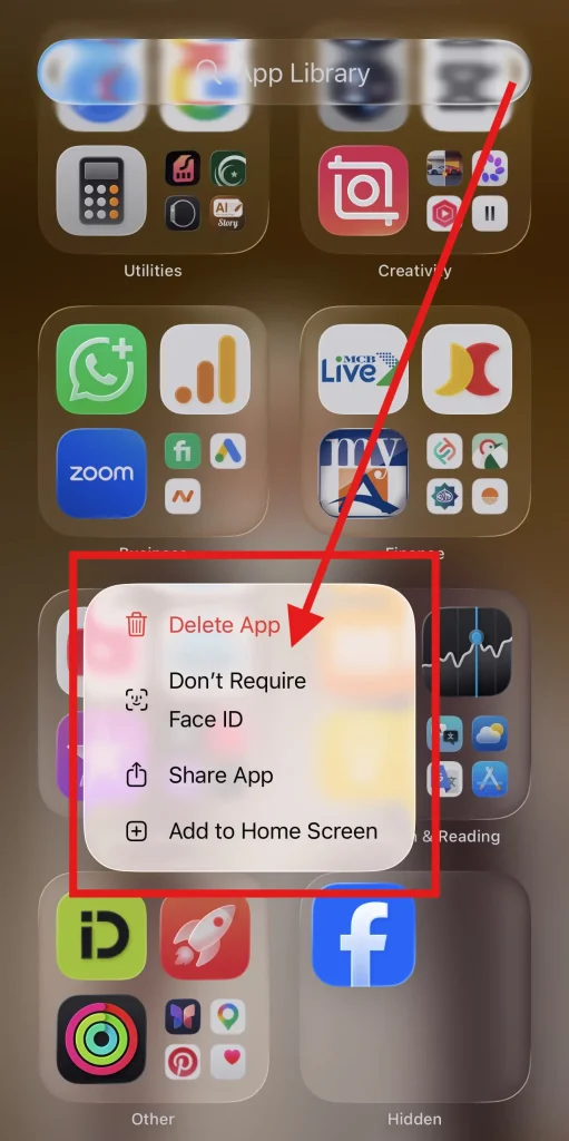 Step 4 of unhiding app on iPhone
