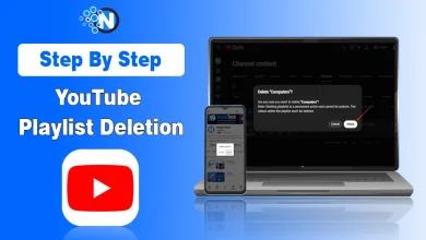 YouTube Studio delete playlist confirmation popup on laptop and mobile screen displays.