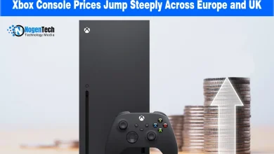Xbox Series X console and wireless controller next to stacked coins with an upward arrow.