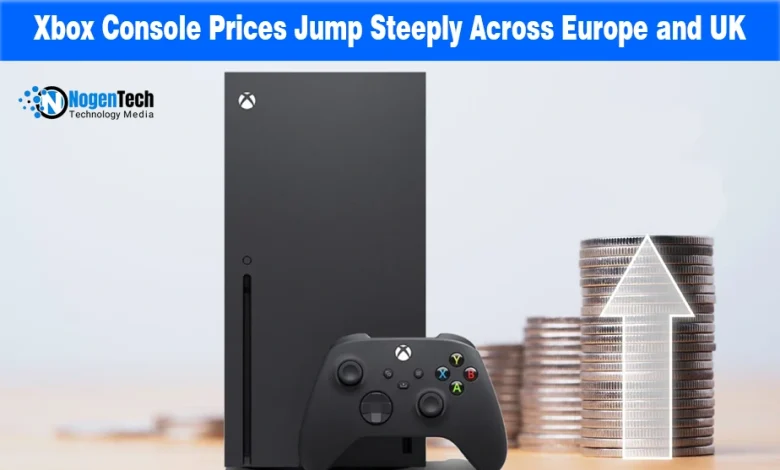 Xbox Series X console and wireless controller next to stacked coins with an upward arrow.