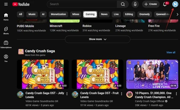 YouTube Desktop Channel