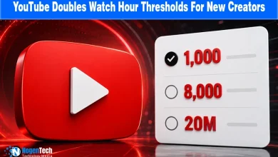 3D red YouTube play button logo next to a checklist graphic displaying 1,000 subscribers, 8,000 watch hours, and 20M Shorts views.