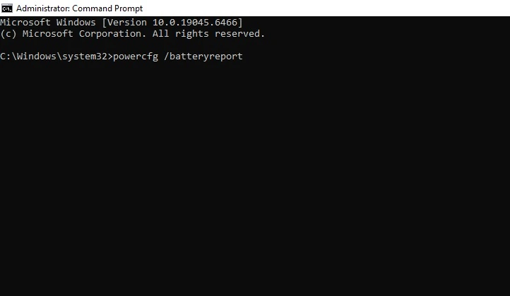 After opening Command Prompt, write the command for battery health checking | Image Credit: NogenTech