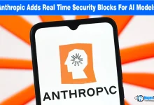 Smartphone screen displaying the Anthropic logo over a white and orange starburst background with NogenTech branding.