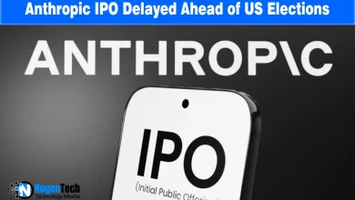 Smartphone screen displaying the letters IPO in front of a bold Anthropic logo background.