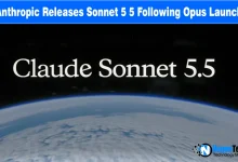 Earth view from space with text reading Claude Sonnet 5.5 in white font.