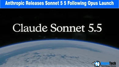 Earth view from space with text reading Claude Sonnet 5.5 in white font.