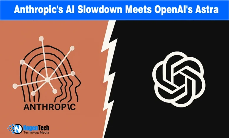 Split banner displaying Anthropic logo on the left and OpenAI logo on the right.