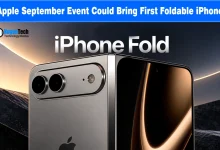 Foldable iPhone concept showing a dual camera bump and hinge next to the text iPhone Fold.