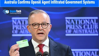 Australian Prime Minister Anthony Albanese speaking at the National Press Club holding a Medicare card.