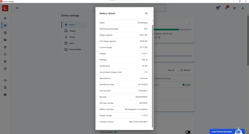 Battery Details After Clicking on the View All Option | Image Credit: NogenTech