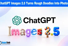 ChatGPT logo over colorful 3D artistic typography spelling out Images 2.5.