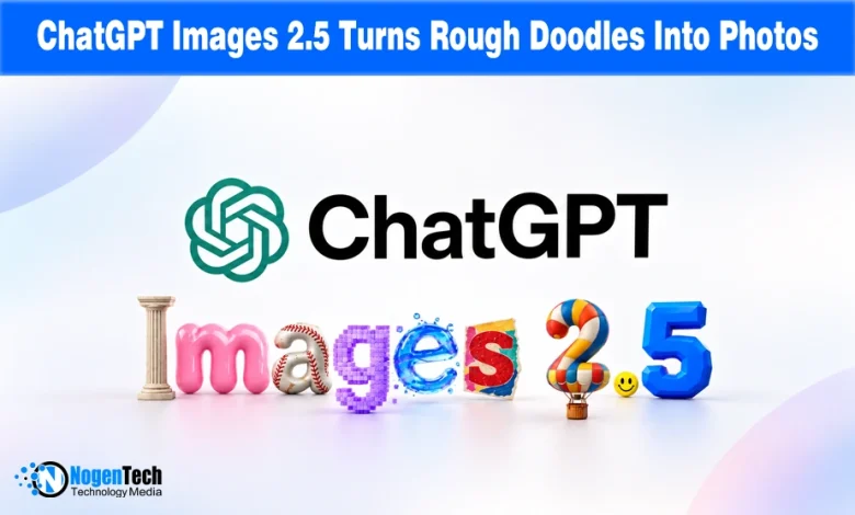 ChatGPT logo over colorful 3D artistic typography spelling out Images 2.5.