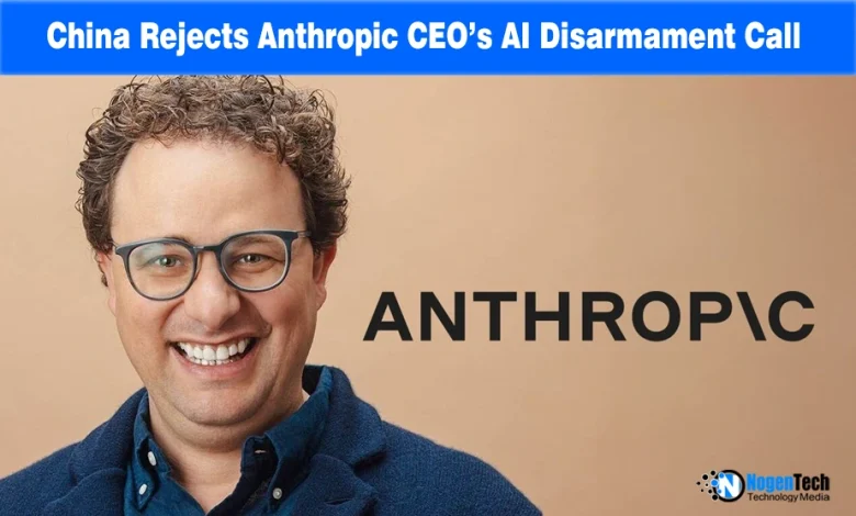 Portrait of Anthropic CEO Dario Amodei smiling against a beige background with the Anthropic logo.