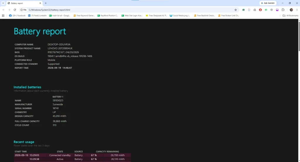 Finaly my battery health status report is opened in Chrome | Image Credit: NogenTech