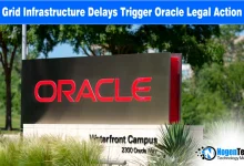 Oracle corporate headquarters sign at the Waterfront Campus entrance.