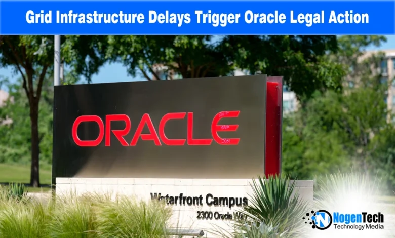 Oracle corporate headquarters sign at the Waterfront Campus entrance.