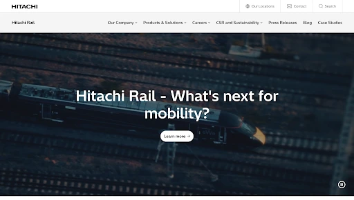 Screenshot of Hitachi Rail Website | Image Credit: NogenTech