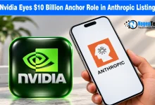 Green 3D Nvidia logo icon alongside a smartphone showing the Anthropic logo on screen.