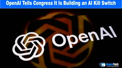 White OpenAI logo glowing against a dark background.
