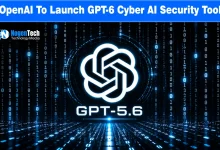 Glowing white OpenAI logo graphic against digital binary code background with GPT-5.6 label.