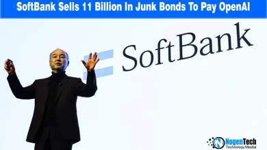 OpenAI and SoftBank Group logos displayed side-by-side on a white office wall.