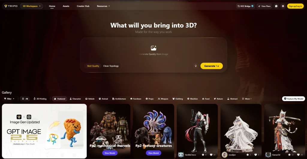 Screenshot of Tripo Homepage by NogenTech