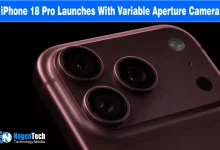 Close-up of the iPhone 18 Pro triple camera module showing the variable aperture main lens.