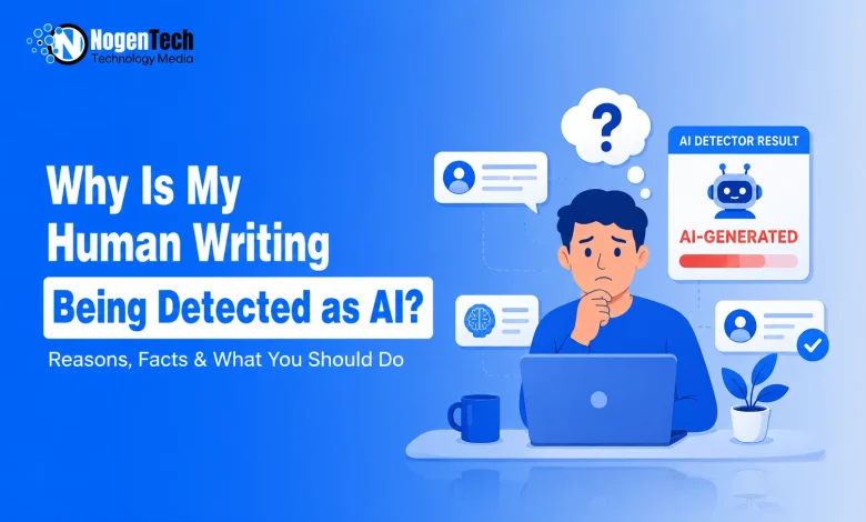 Human writer confused after an AI detector flags manually written content as AI-generated.