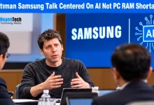 OpenAI CEO Sam Altman speaks with Samsung executives during an AI strategy roundtable, as separate comments about PC RAM allocation attract attention.