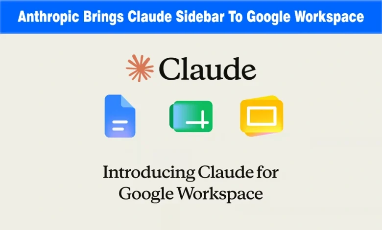 Claude AI logo displayed alongside Google Docs, Sheets, and Slides application icons.