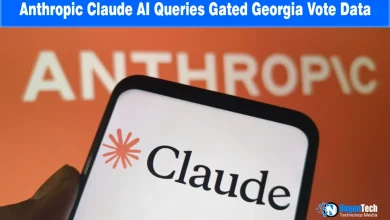 Smartphone screen showing the Claude AI logo in front of a blurry orange Anthropic sign.