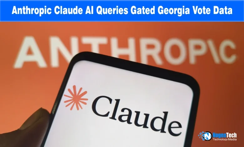 Smartphone screen showing the Claude AI logo in front of a blurry orange Anthropic sign.