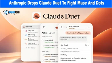 Mobile UI screens displaying the Claude Duet app interface with chat context, meeting prep, and email drafting features.
