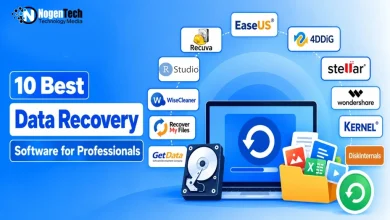 10 Best Data Recovery Software for Professionals featuring popular recovery tools and software logos.