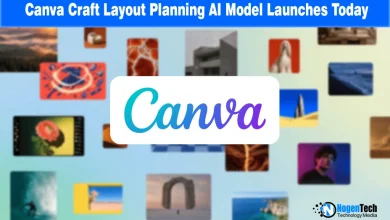 Centered white Canva logo overlaying a grid of diverse design layout templates and photos.