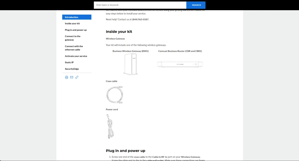 Comcast Business Gateway and Getting Started Kit