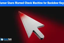 Red-illuminated mouse cursor pointer on a dark background.
