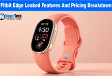 itbit Edge smartwatch with a gold frame displaying fitness stats on screen.