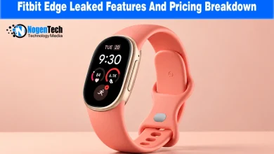 itbit Edge smartwatch with a gold frame displaying fitness stats on screen.