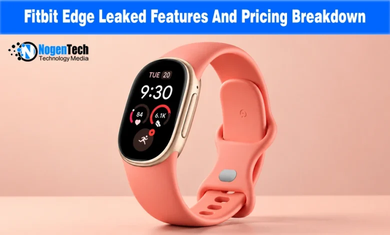 itbit Edge smartwatch with a gold frame displaying fitness stats on screen.