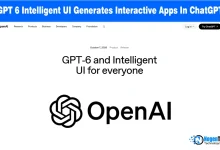 OpenAI product announcement webpage showing "GPT-6 and Intelligent UI for everyone" heading and OpenAI logo.